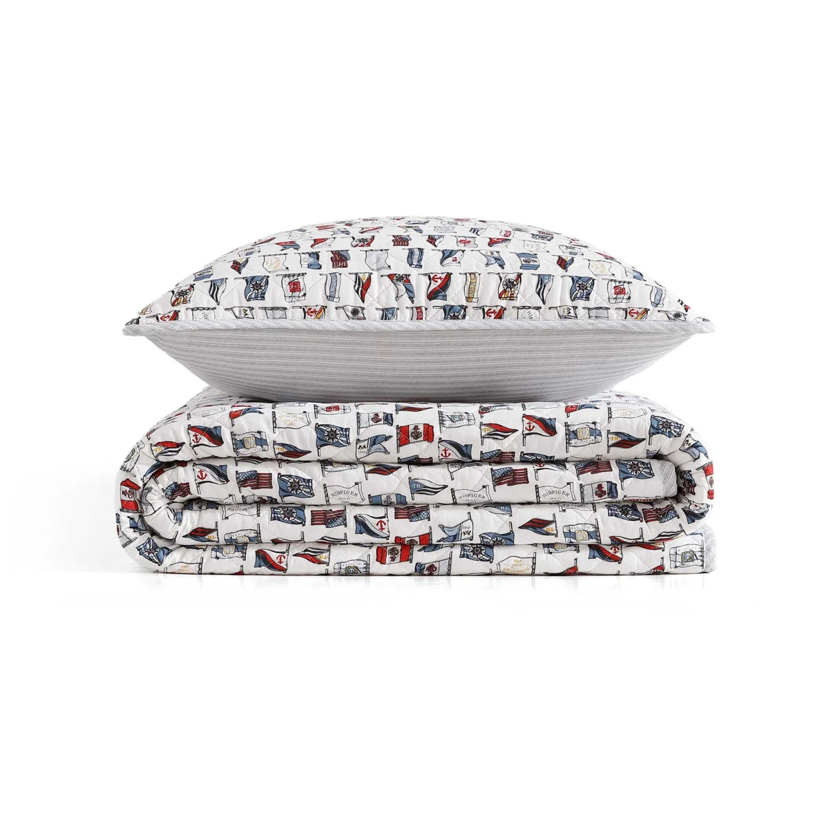 NEW**Tommy Hilfiger's Boating Flags Custom Shaped Quilt With Shams