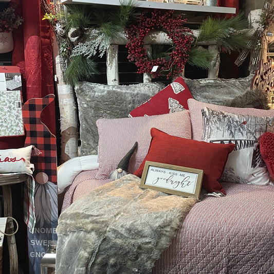 Candy Cane Red and White Striped Quilt for Home or Cottage- in Twin, Queen or King