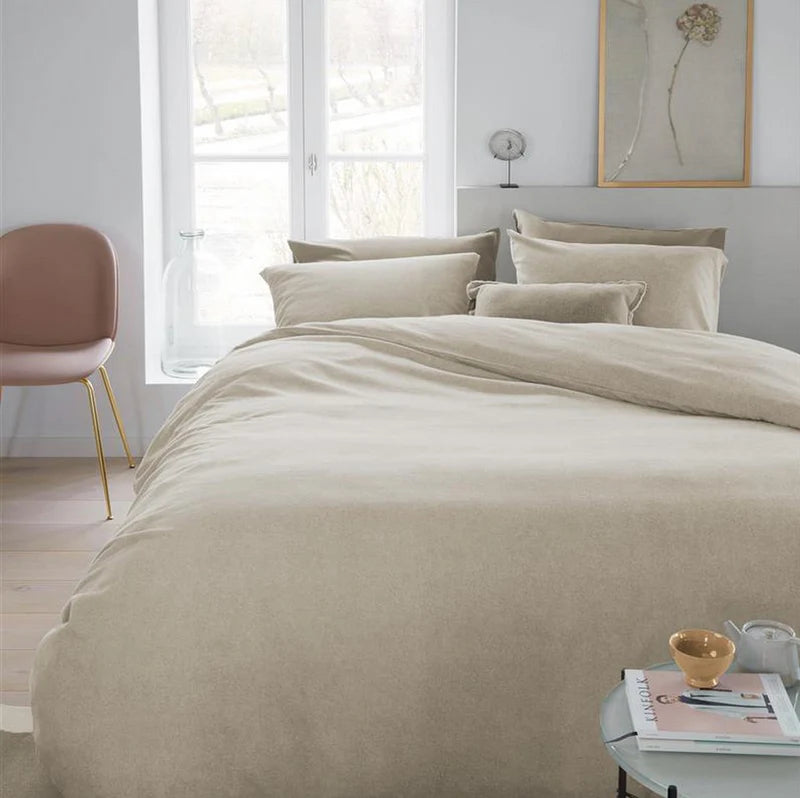 Flannel Duvet Cover with Shams for Home and Cottage - Double/Queen , King - in Natural, Grey or Sage