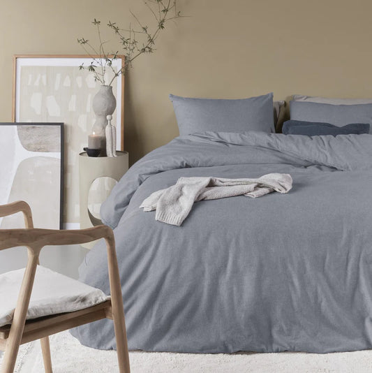 Flannel Duvet Cover with Shams for Home and Cottage - Double/Queen , King - in Natural, Grey or Sage