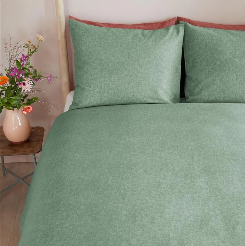 Flannel Duvet Cover with Shams for Home and Cottage - Double/Queen , King - in Natural, Grey or Sage
