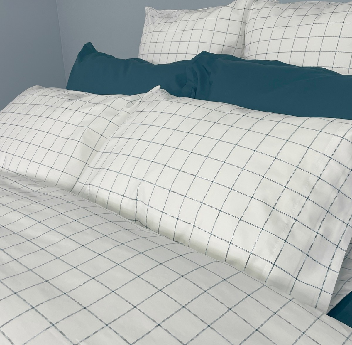 Nautical Grid Tucker Custom Percale Sheet Set