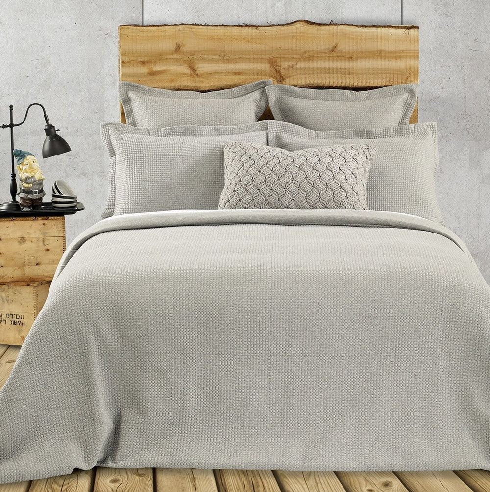 Rustic Grey Jersey Quilted Duvet Cover with Shams and Duvet Insert