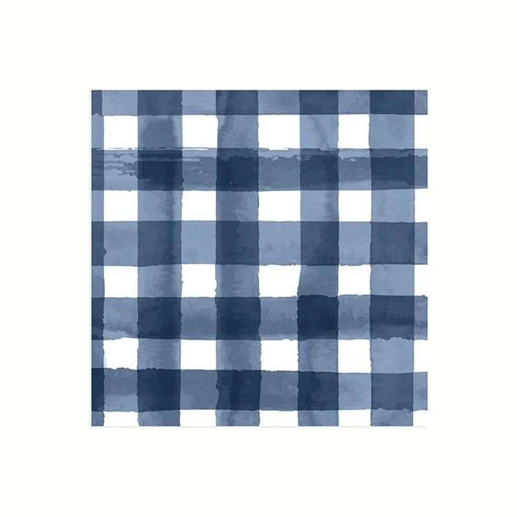 Watercolor Plaid Luncheon Napkin 20Pk Navy