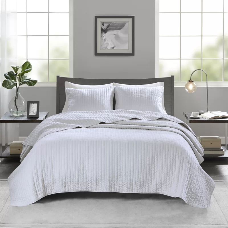 Madison Channel White Quilt and Shams