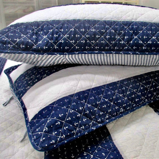 Navy Anchor Quilt with Shams