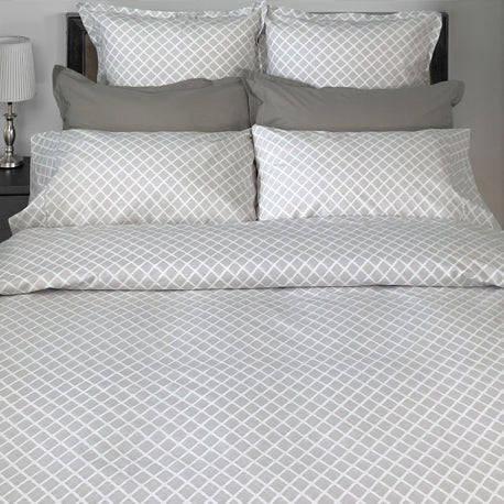 Georgia Diamond Dove Custom Percale Sheet Set