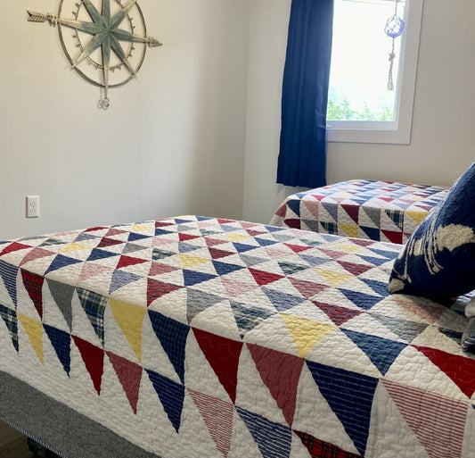 Nautical Triangle Custom Shaped Quilt with Sham