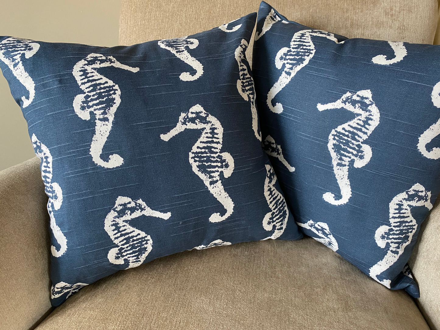 Blue Seahorse Accent Cushion