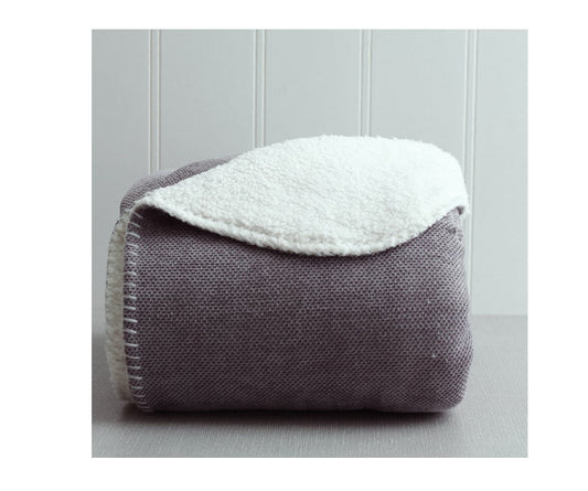 Micro Luxe Plush Sherpa Reverse Throw - Grey