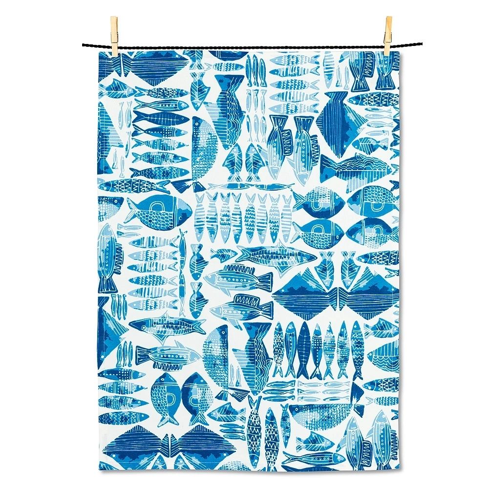 Fish Grid Tea Towel